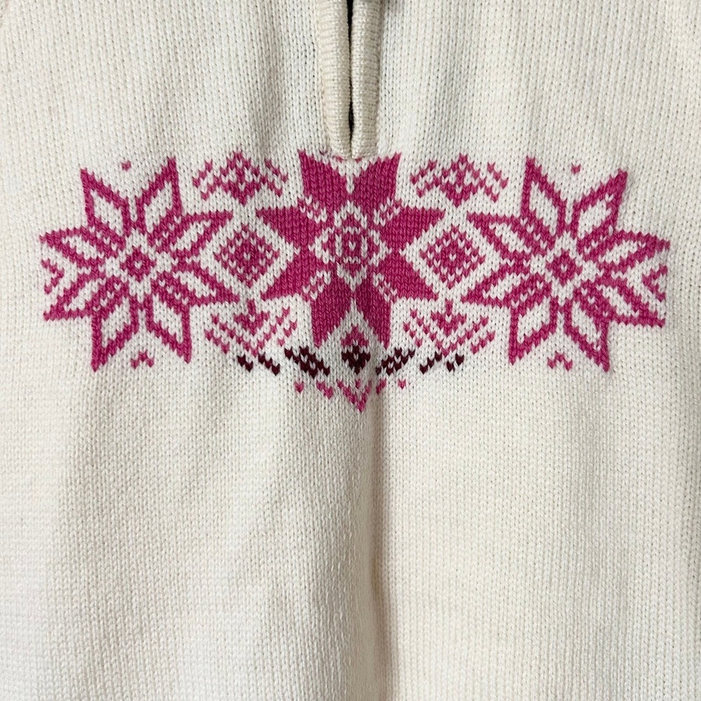 Dale of Norway Womens Merino Wool Quarter Zip Nordic Snowflake Sweater Cream Med - Picture 2 of 10